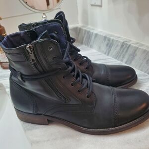 Men's Aldo Black Leather Lace-Up Boots Sz 12